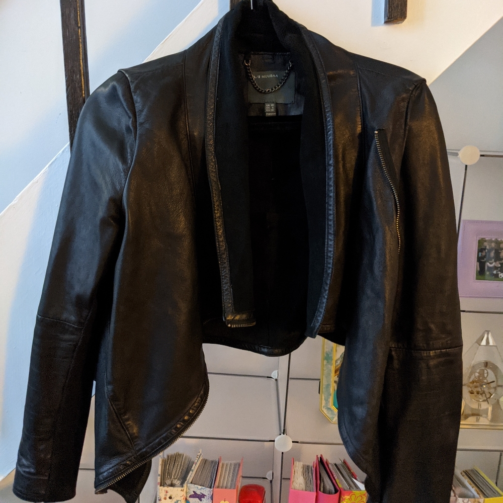 Black Cropped Flowy Moto Jacket